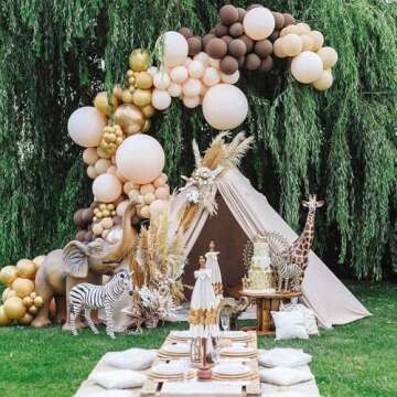 107pcs Brown Blush Balloon Garland Baby Shower Decorations Cream Peach White Pastel Balloon Arch 1st Birthday Party Decor Supplies