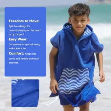 MissShorthair Kids Towel Poncho - Hooded Beach Towel for Age 11-14 Years