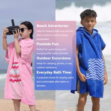 Buy MissShorthair Kids Towel Poncho | Hooded Swim Robe