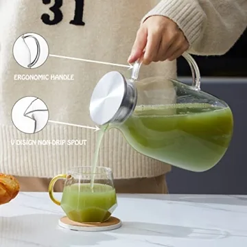 Heat Resistant 68Oz Glass Pitcher with Lid