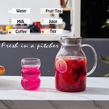 Heat Resistant 68Oz Glass Pitcher with Lid