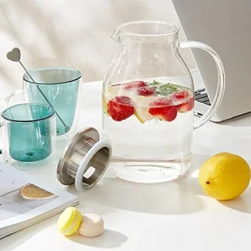 Heat Resistant 68Oz Glass Pitcher with Lid