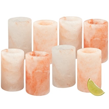 D'Eco Himalayan Salt Shot Glasses (8 Pack) - Hand-Carved 3" All-Natural Pink Salt Tequila Shooters -...
