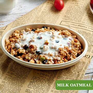 Vplus 70 Pack 18 OZ Paper Bowls, Disposable Compostable Bowls Bulk, Eco-friendly Bagasse Bowls, Heav...