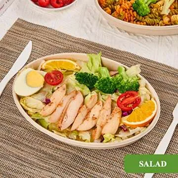 Vplus 70 Pack 18 OZ Paper Bowls, Disposable Compostable Bowls Bulk, Eco-friendly Bagasse Bowls, Heavy-duty Bowls Perfect for Milk Cereals, Snacks, Salads