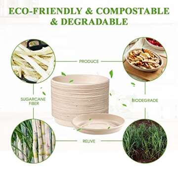 Vplus 70 Pack 18 OZ Paper Bowls, Disposable Compostable Bowls Bulk, Eco-friendly Bagasse Bowls, Heavy-duty Bowls Perfect for Milk Cereals, Snacks, Salads