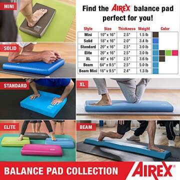 AIREX Balance Pad – Stability Trainer for Balance, Stretching, Physical Therapy, Exercise, Mobility, Rehabilitation and Core Training Non-Slip Closed Cell Foam Premium Balance Pad
