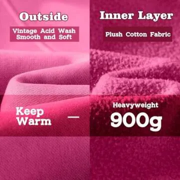 FAIABLE Mens Hoodies Pullover Oversized Hoodie Plush Fleece Hooded Sweatshirt Vintage Heavyweight Hoodie Cotton Big and Tall Hoodies for Men Couples Winter Autumn Workout College Streetwear Pink