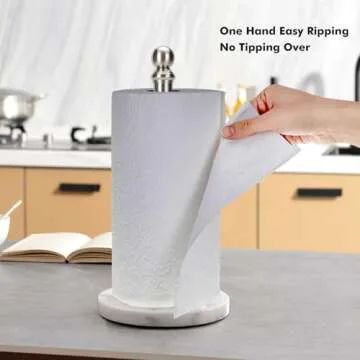 Exilon Paper Towel Holder Countertop with Heavy Marble Base, Standing Paper Towel Roll Holder for Ki...