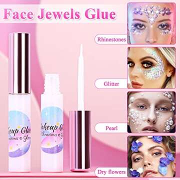 Face Makeup Glue for Rhinestones, Shynek Cosmetic Face Glitter Glue Long Lasting Waterproof Face Glu...