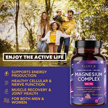Plant.O Premium Magnesium Supplement [Vegan Oxide & Citrate, 500mg] High Absorption Complex for Sleep, Calm, Muscle Relaxer, Natural Energy, Non-GMO 120 Veggie Capsules