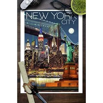 Lantern Press 9x12 Inch Art Print Wall D√©cor, New York, Skyline at Night