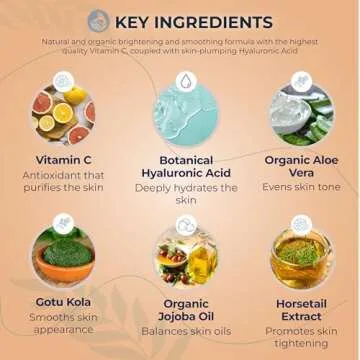 Vitamin C Face Serum - Anti Aging & Brightening Facial Serum - With Hyaluronic Acid Gotu Kola & Jojoba Oil - Natural & Organic - Foxbrim Naturals 1oz