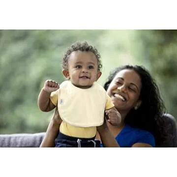 Tommee Tippee Closer to Nature Comfi-Neck Baby Bib with Padded Collar, Reversible – Cream Chevron, 2 Count