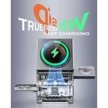 ZEEHOO 3 in 1 Wireless Charging Station for iPhone 15/16, Apple Watch, and AirPods - Qi2 Certified, ...