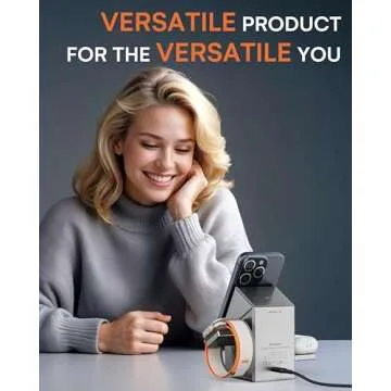 ZEEHOO 3 in 1 Wireless Charging Station for iPhone 15/16, Apple Watch, and AirPods - Qi2 Certified, 15W Fast Charging, Auto-Rotating Stand - Metal Gray