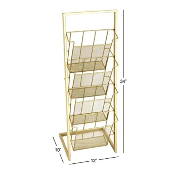 Deco 79 Gold Magazine Organizer - Stylish Storage Solution
