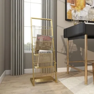 Deco 79 Gold Magazine Organizer - Stylish Storage Solution