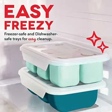 DASH Perfect Portion Silicone Freezer Trays for Ice Cubes, Soups, Sauces and More, 2 pack - Aqua & Teal