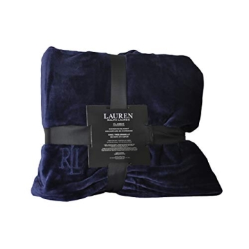 Luxury Ralph Lauren Navy Micro Mink Blanket - King Size, Ultra Soft & Warm