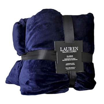 Ralph Lauren Navy Micro Mink Blanket - King Size Luxury
