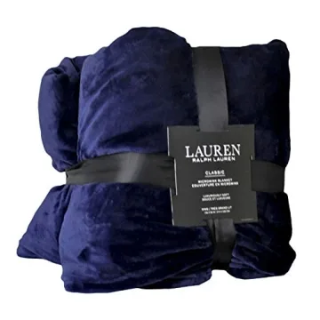 Ralph Lauren Navy Micro Mink Blanket - King Size Luxury