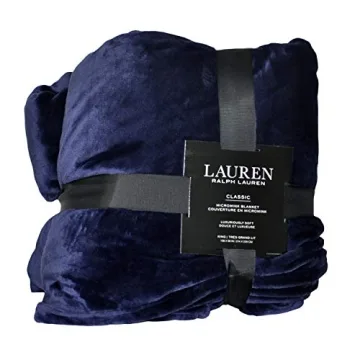 Ralph Lauren Navy Micro Mink Blanket - King Size Luxury