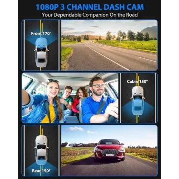 SUVCON 3 Channel Dash Cam - 1080P Front and Inside