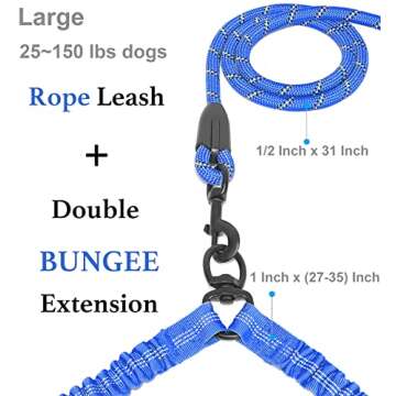 iYoShop Dual Dog Leash for Two Dogs - Tangle Free & Shock Absorbing 360 Swivel Design
