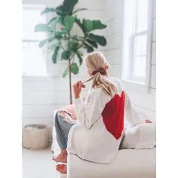 Nulibenna Women Knitted Heart Patch Oversized Cardigan