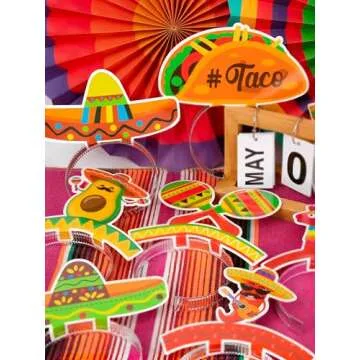 12 PCS Colorful Patterned Cardboard Sombrero Hats, Fiesta Headbands for Mexican Theme Celebration Party Favors