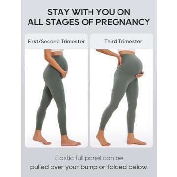 CRZ YOGA Womens Butterluxe Maternity Leggings Over The Belly 25" - Buttery Soft Workout Activewear Yoga Pregnancy Pants Grey Sage Small
