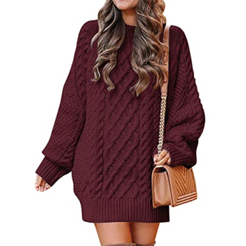 Stylish Oversized Cable Knit Sweater Dress for Women