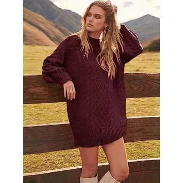 Stylish Oversized Cable Knit Sweater Dress for Women
