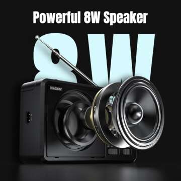 Raddy RF206 Portable Shortwave Radio Digital Radio, AM/FM Receiver, 8W Speaker, LCD Display, Support...