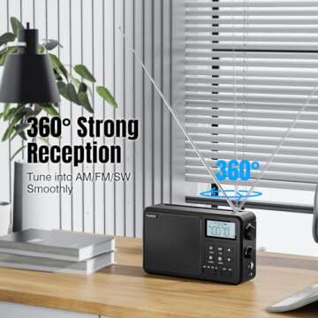 Raddy RF206 Portable Shortwave Radio Digital Radio, AM/FM Receiver, 8W Speaker, LCD Display, Support BT/TF Card/USB Playback, Battery Operated by AC/AA Batteries for Home, Gift