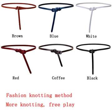 shengweiao Women's Adjustable Leather Belts Fashion Skinny Waist Strap (Small, Black)