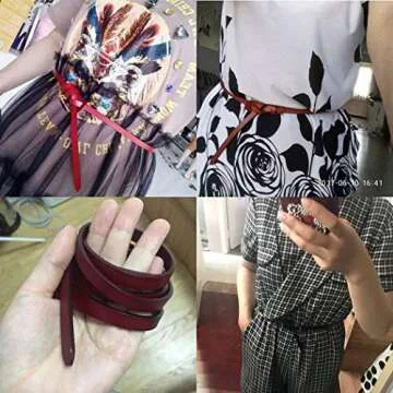 shengweiao Women's Adjustable Leather Belts Fashion Skinny Waist Strap (Small, Black)