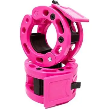 Clout Fitness Olympic Barbell Clamps Collars Quick Release Pair of Locking Weight Clips Fit 2 Inch Barbell for Weightlifting Pink