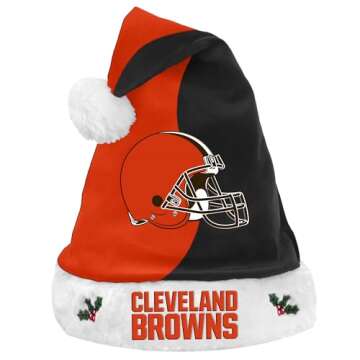 FOCO NFL 2017 Basic Plush Holiday Christmas Santa Hat (Cleveland Browns)
