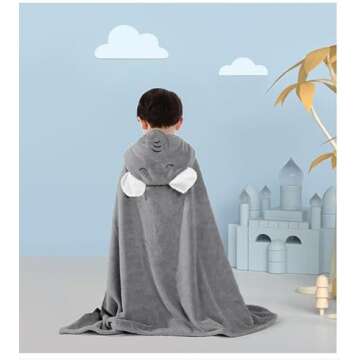 IFaryMes Toddler Bath Towel Baby Towels with Hood 27.5"X55" Ultra Absorbent Soft Bathrobe Blanket Ki...