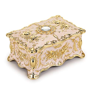 Hipiwe Vintage Metal Jewelry Box - Elegant 2-Layer Organizer