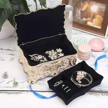Hipiwe Vintage Metal Jewelry Box - Elegant 2-Layer Organizer