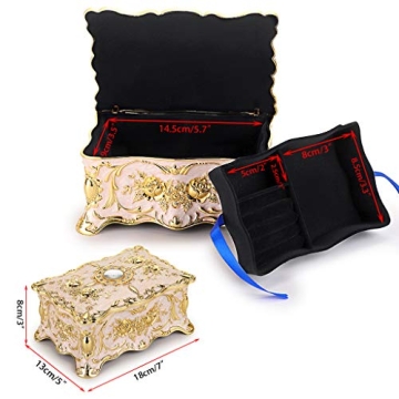 Hipiwe Vintage Metal Jewelry Box - Elegant 2-Layer Organizer