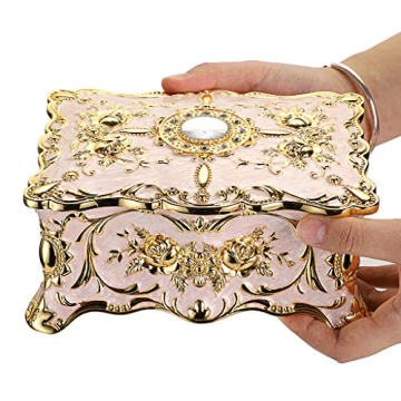 Hipiwe Vintage Metal Jewelry Box - Elegant 2-Layer Organizer