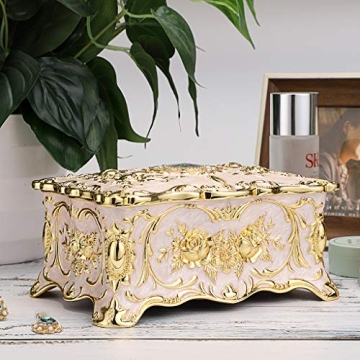 Hipiwe Vintage Metal Jewelry Box - Elegant 2-Layer Organizer