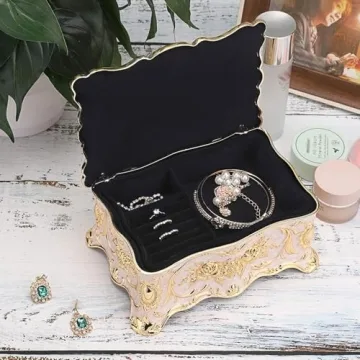 Hipiwe Vintage Metal Jewelry Box - Elegant 2-Layer Organizer