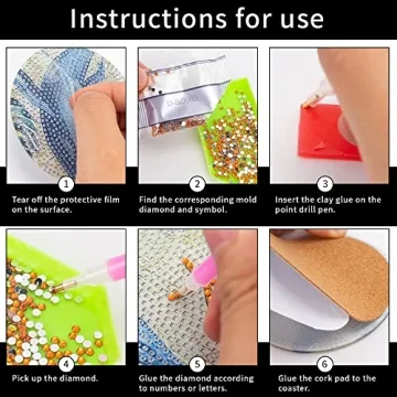 Diamond Painted Coaster Set - DIY Teal Marble Coasters