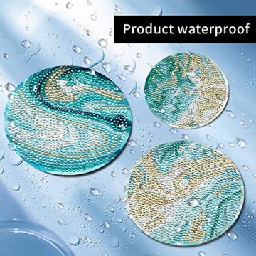 Diamond Painted Coaster Set - DIY Teal Marble Coasters