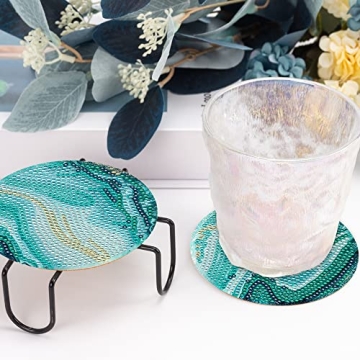 Diamond Painted Coaster Set - DIY Teal Marble Coasters